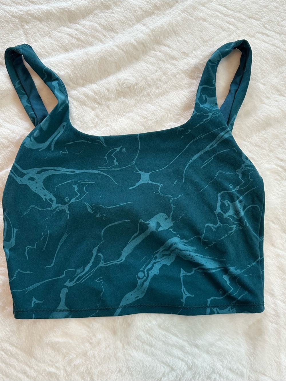 Teal Marble Print Crop tank built in bra